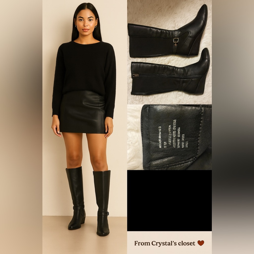 A2 by Aerosoles “Makayah” Black Knee-High Boots — Size 8.5M